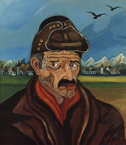 radiotusciaevents.com Antonio Ligabue, Autoritratto con berretto da motociclista, s.d. (1954 - 1955). Olio su tavola di faesite, cm 80x70. Collezione privata