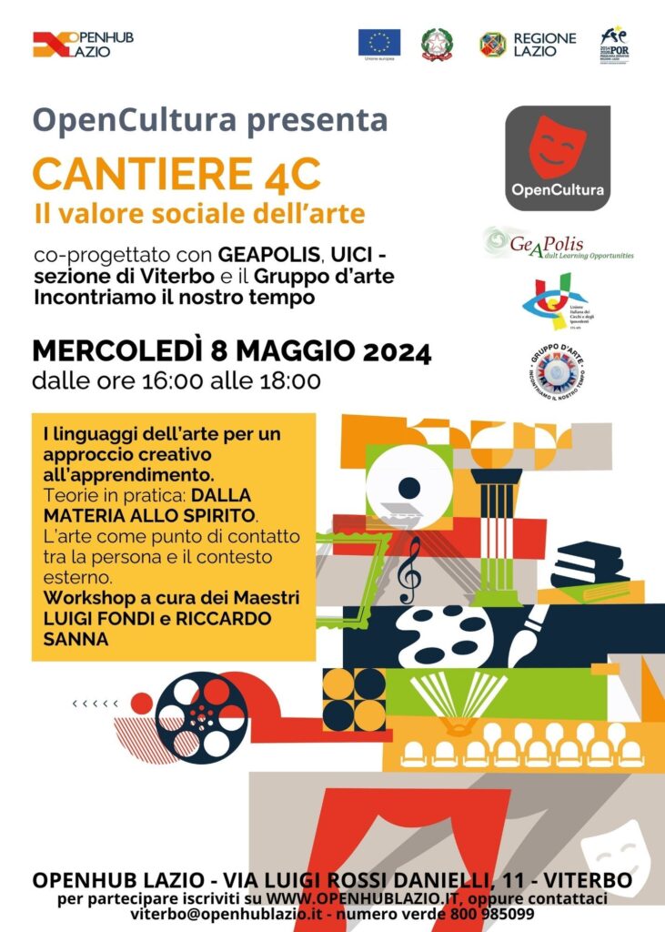 radiotusciaevents.com Il workshop Cantiere 4C – Il valore sociale dell’arte sarà tenuto dai Maestri Luigi Fondi e Riccardo Sanna