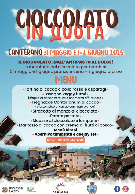 radiotusciaevents.com Canterano è "Cioccolato in Quota" – 31 maggio, 1 e 2 giugno