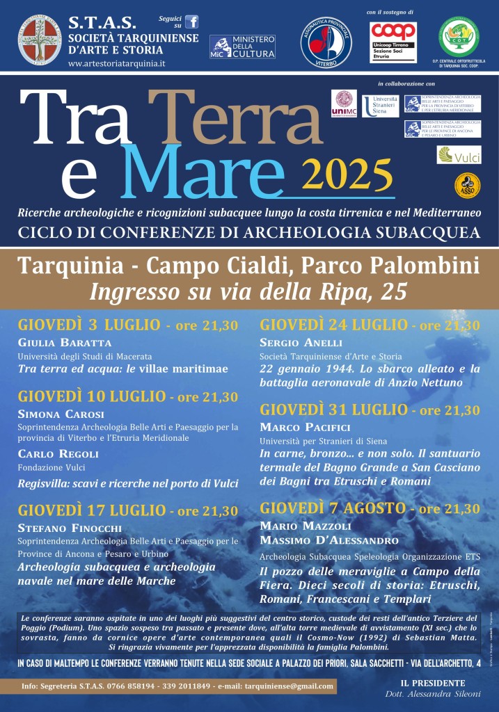 radiotusciaevents.com Il ciclo di conferenze di archeologia subacquea "Tra Terra e Mare" è realizzato con il sostegno del Ministero della Cultura e di Assonautica Provinciale Viterbo
